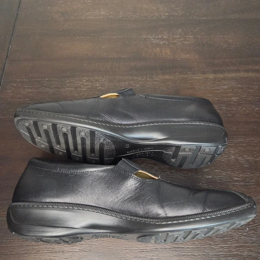 Hotter Black Leather Loafers Womens 10 EU 42 Comfort Walking Slip On Shoes